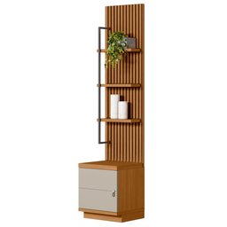 Painel Ripado com Mesa de Apoio Industrial 1 Módulo 44cm Golden L06 Nature/Off White - Mpozenato - 1