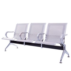 Cadeira Longarina Cromada 3 Lugares com Braço