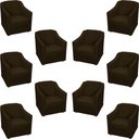 Ver imagem 1 de Kit 10 Poltronas Decorativa Mila Pé de Plástico Cromado - Marrom Suede