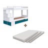 Cama Treliche Solteiro com 03 Colchões e Escada Branco Azul Redford Shop Jm - 4