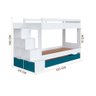 Cama Treliche Solteiro com 03 Colchões e Escada Branco Azul Redford Shop Jm - 2