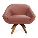 Ver imagem 4 de Kit 02 Poltronas Giratória Giovana Veludo Rosê Base Madeira MM30 - D’Rossi