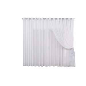 Cortina 2,80x1,80 Sala Quarto Cozinha Varão Voil Duplo: Branco