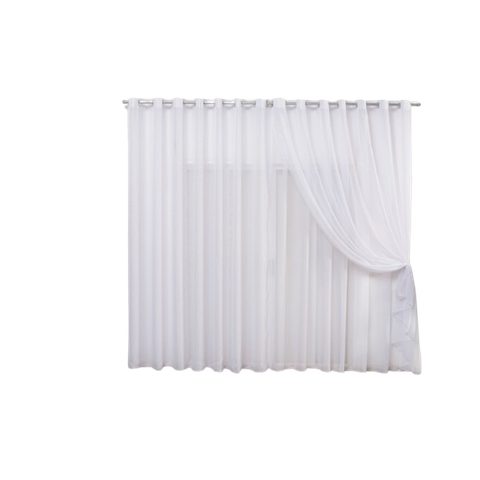 Cortina 2,80x1,80 Sala Quarto Cozinha Varão Voil Duplo: Branco