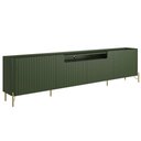 Ver imagem 1 de Rack para Sala de Estar Tv 85 Pol 4 Portas Brise Pés Industrial Dourado Alef I03 Musgo - Lyam Decor
