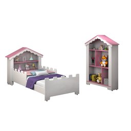 Cama Princesa Juvenil Magia Acompanha Estante e Colchão - 2