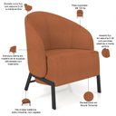 Ver imagem 4 de Poltrona Decorativa para Sala Living Pés Industrial Sierra K01 Bouclê Terracota - Lyam Decor