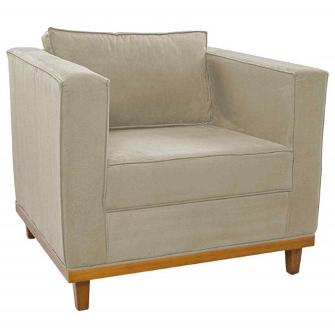 Poltrona Decorativa Europa Linho Bege AM Decor
