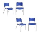 Ver imagem 2 de Kit com 4 Cadeiras Iso para Escola Escritório Comércio Azul Base Branca Ecomhome