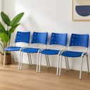 Ver imagem 1 de Kit com 4 Cadeiras Iso para Escola Escritório Comércio Azul Base Branca Ecomhome
