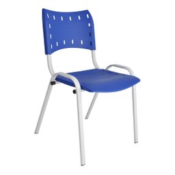 Kit com 4 Cadeiras Iso para Escola Escritório Comércio Azul Base Branca Ecomhome - 4