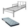 Cama Solteiro Tubolar/aço, Colchao D28 Alojamento,dormitorio:cama e Colchao/cinza - 1