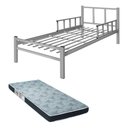 Ver imagem 1 de Cama Solteiro Tubolar/aço, Colchao D28 Alojamento,dormitorio:cama e Colchao/cinza