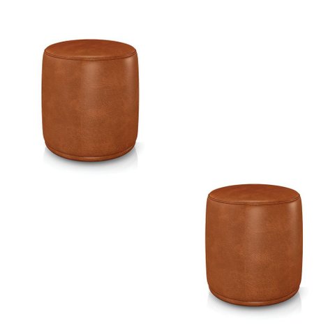 Puff Redondo Orgânico para Sala Kit 2 Malu Sintético Pu Nozes M11 - D’Rossi