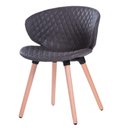 Ver imagem 2 de Kit 2 Cadeiras Anm6717f Anima Office com Costura Matelassê Assento Estofado Pu Chumbo Base Madeira