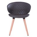 Ver imagem 4 de Kit 2 Cadeiras Anm6717f Anima Office com Costura Matelassê Assento Estofado Pu Chumbo Base Madeira