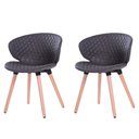 Ver imagem 1 de Kit 2 Cadeiras Anm6717f Anima Office com Costura Matelassê Assento Estofado Pu Chumbo Base Madeira