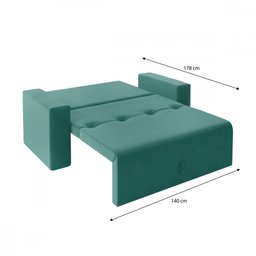 Sofa Cama Casal 5000 Com Braço Veludo Azul Turquesa Mamflex - 4