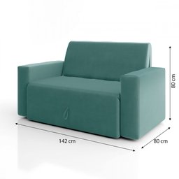 Sofa Cama Casal 5000 Com Braço Veludo Azul Turquesa Mamflex - 3