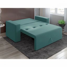 Sofa Cama Casal 5000 Com Braço Veludo Azul Turquesa Mamflex - 6