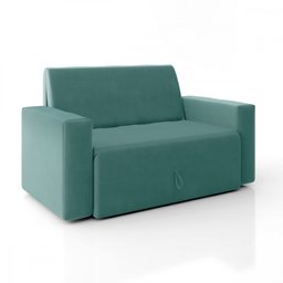 Sofa Cama Casal 5000 Com Braço Veludo Azul Turquesa Mamflex - 1