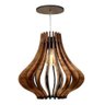 Lustre Luminária Pendente Madeira 23x25cm Rustica Sala Lpa20 - Amêndola Rústica - 110V/220V (Bivolt) - 6