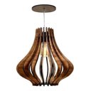 Ver imagem 6 de Lustre Luminária Pendente Madeira 23x25cm Rustica Sala Lpa20 - Amêndola Rústica - 110V/220V (Bivolt)