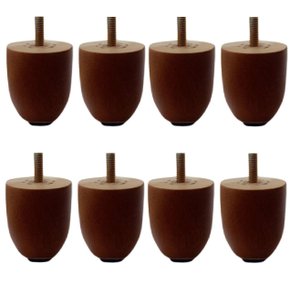 Kit 8 Pé 5cm Madeira Eucalipto Cor Castanho para Sofá, Comada, Rack, Puff, Armário,
