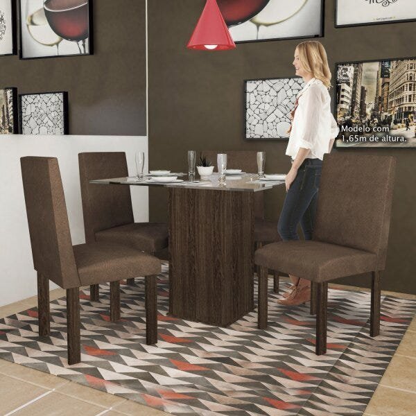 Conjunto Sala de Jantar Mesa Luana 4 Cadeiras Dubai Espresso Móveis - 5