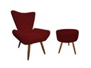 Ver imagem 1 de Kit Poltrona Decorativa Emilia + Puff Redondo Suede Marsala Pés Madeira Mz Decor