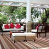 Tapete para Varanda e Sala Listrado Marrom com Vermelho 2,5M x 2M Grande - 1
