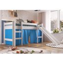 Ver imagem 2 de Cama Elevada com Escorregador e Cortina Bb1000 Branco/azul - Completa Móveis Completa Móveis