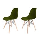 Ver imagem 1 de Kit com 2 Cadeiras Eames Pés de Madeira Verde Militar