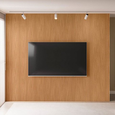 Painel para Tv até 90 Polegadas Arconte Ripado 100% Mdf Nature Fosco 810010 - Pnr Móveis