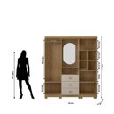 Ver imagem 2 de Guarda Roupa Casal Capelinha Aurora 4 Portas de Bater 3 Gavetas MDP com Espelho Nature-Fendi Vila