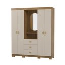 Ver imagem 3 de Guarda Roupa Casal Capelinha Aurora 4 Portas de Bater 3 Gavetas MDP com Espelho Nature-Fendi Vila