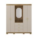 Ver imagem 4 de Guarda Roupa Casal Capelinha Aurora 4 Portas de Bater 3 Gavetas MDP com Espelho Nature-Fendi Vila