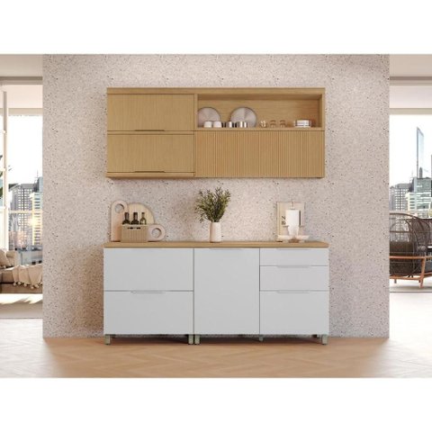 Cozinha Completa Nesher 4 Peças Marquesa CZ428 Branca/Nature