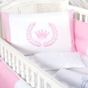 Ver imagem 3 de Kit Protetor de Berço Menina Padrão Americano Princesa Coroa 10 Peças