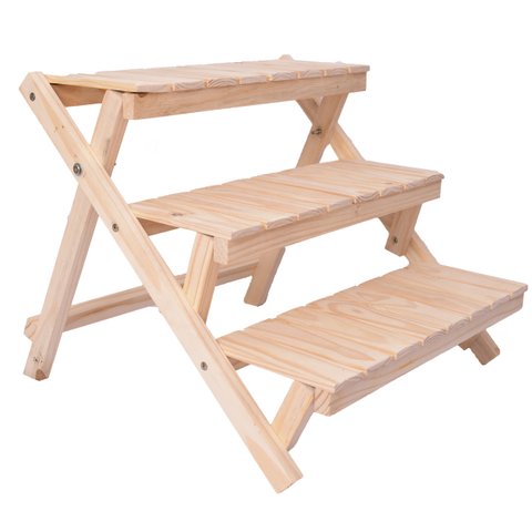 Prateleira Floreira 3 Andares Dobrável de Madeira Pinus