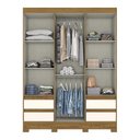 Ver imagem 3 de Guarda Roupa Solteiro Lema 3 Portas e 4 Gavetas Nature/Off White - Móveis Briz