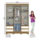Ver imagem 6 de Guarda Roupa Solteiro Lema 3 Portas e 4 Gavetas Nature/Off White - Móveis Briz
