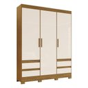 Ver imagem 1 de Guarda Roupa Solteiro Lema 3 Portas e 4 Gavetas Nature/Off White - Móveis Briz