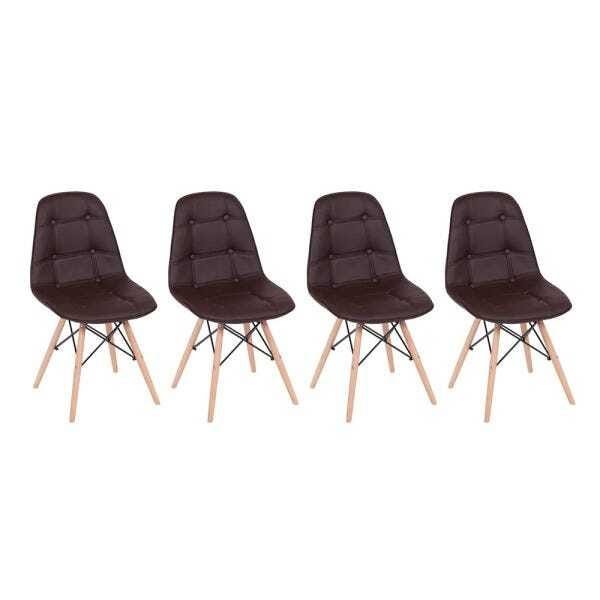 Kit 4 Cadeiras Eames Eiffel Botonê Marrom