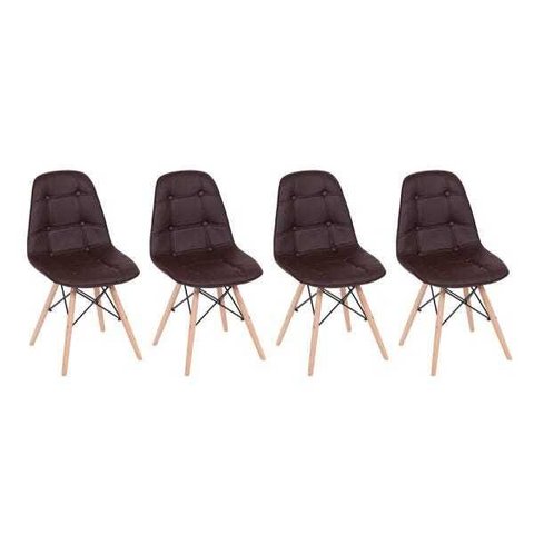 Kit 4 Cadeiras Eames Eiffel Botonê Marrom