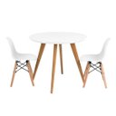 Ver imagem 1 de Conjunto Mesa Mini Square Redonda Branca com 2 Cadeiras Eiffel Infantil Branca com base Madeira