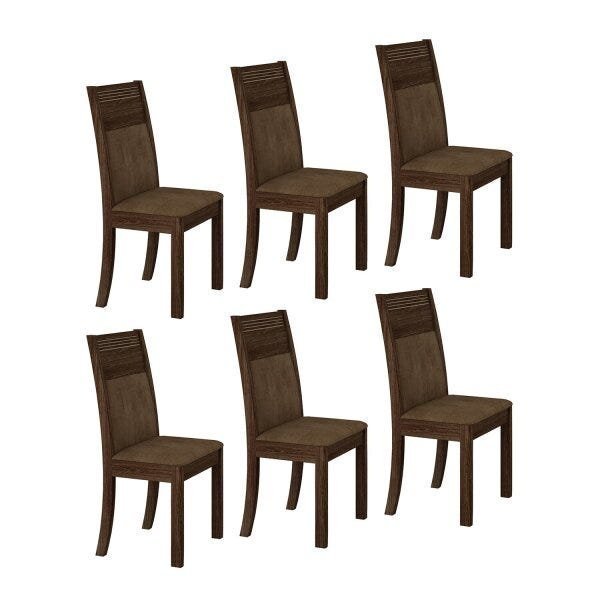Conjunto Sala de Jantar Mesa Dubai 6 Cadeiras Carolina Espresso Móveis - 3