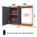 Ver imagem 6 de Espelheira Suspensa Madri Armário Parede Armarinho Banheiro Prateleira Organizadora - Cinza/cinamomo