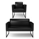 Ver imagem 1 de Sofá Namoradeira com Poltrona Base Industrial Preto Marisa Corano D03 - D\'rossi Cor Preto