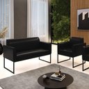 Ver imagem 4 de Sofá Namoradeira com Poltrona Base Industrial Preto Marisa Corano D03 - D\'rossi Cor Preto